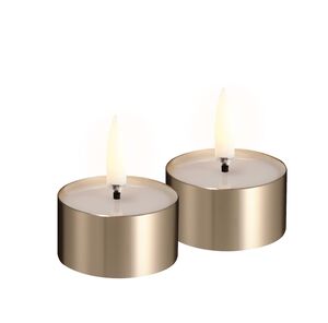 LED melted tealight, Metal brass finish, 2-pack, 4,1x2,3 cm