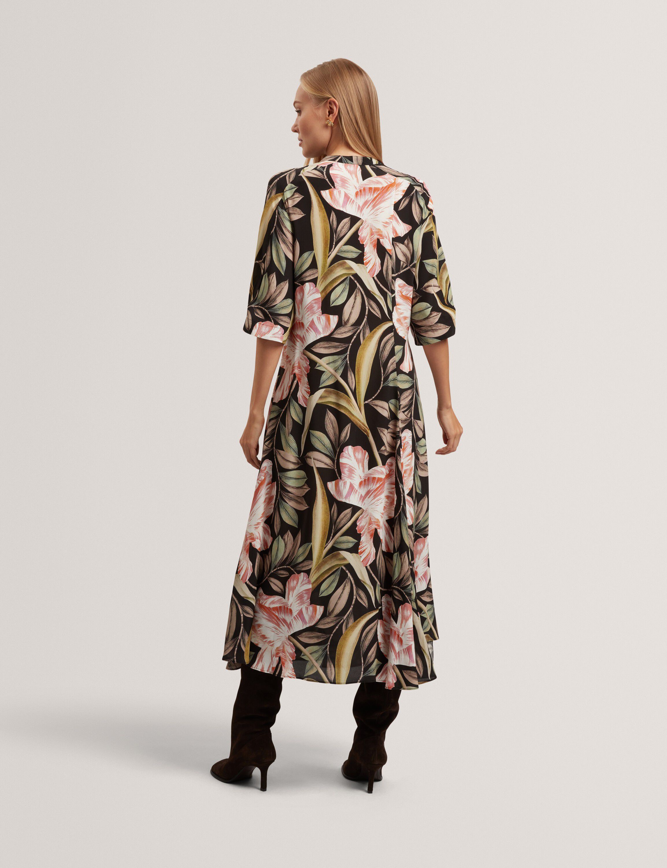 REYJA Printed Short Sleeve Midi Dre