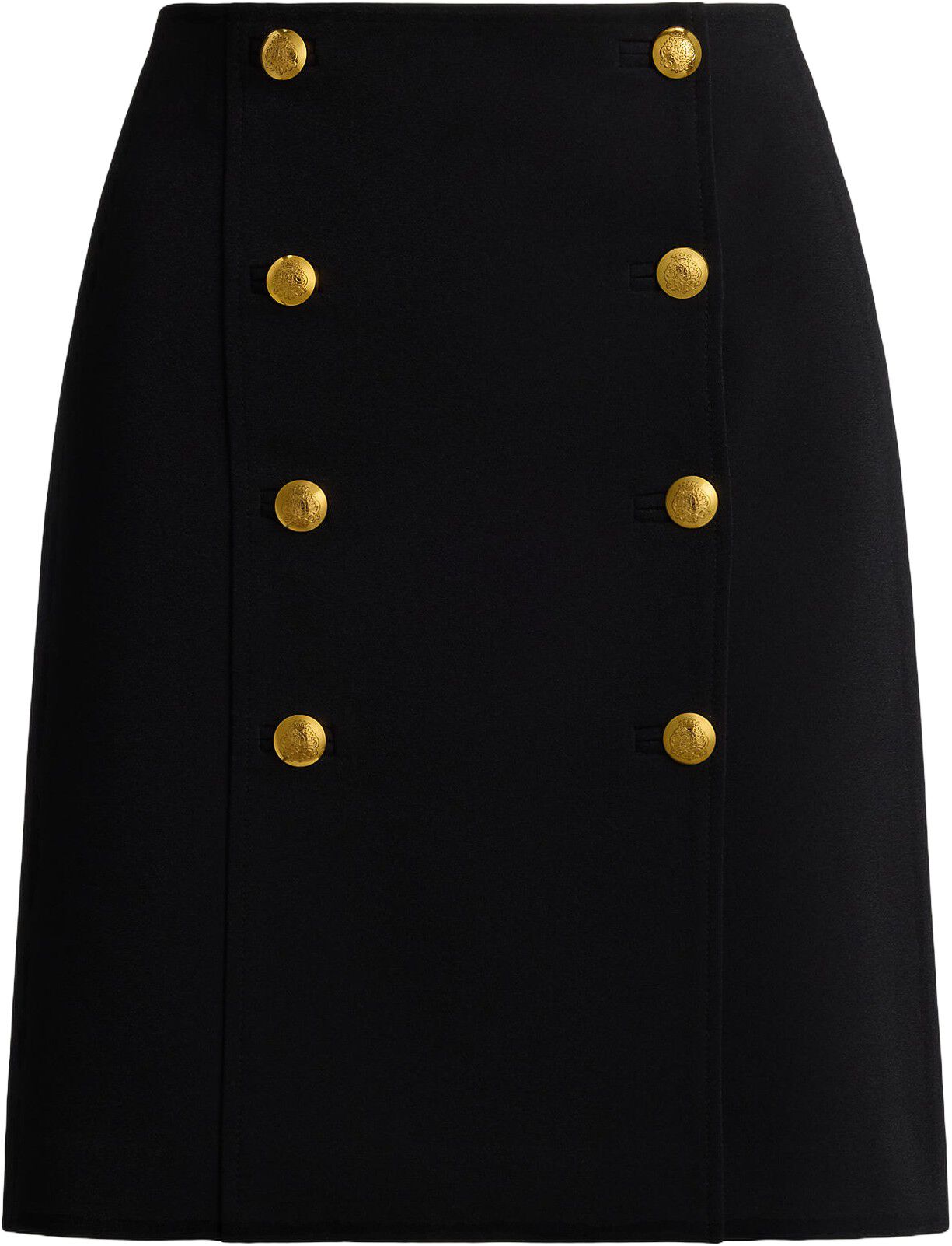 Double-Breasted Sabl&eacute; Wrap Miniskirt
