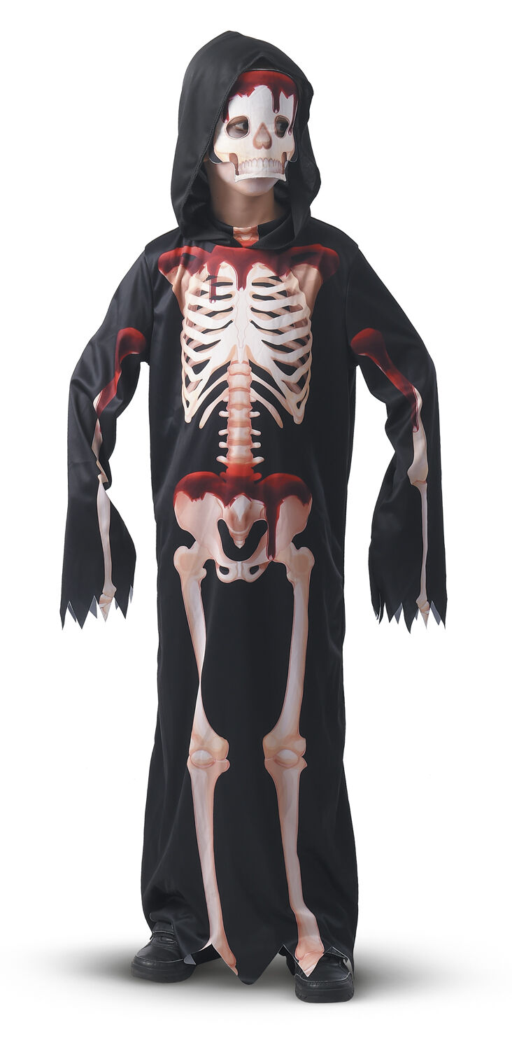 Blodskjelett Drakt med hette og maske