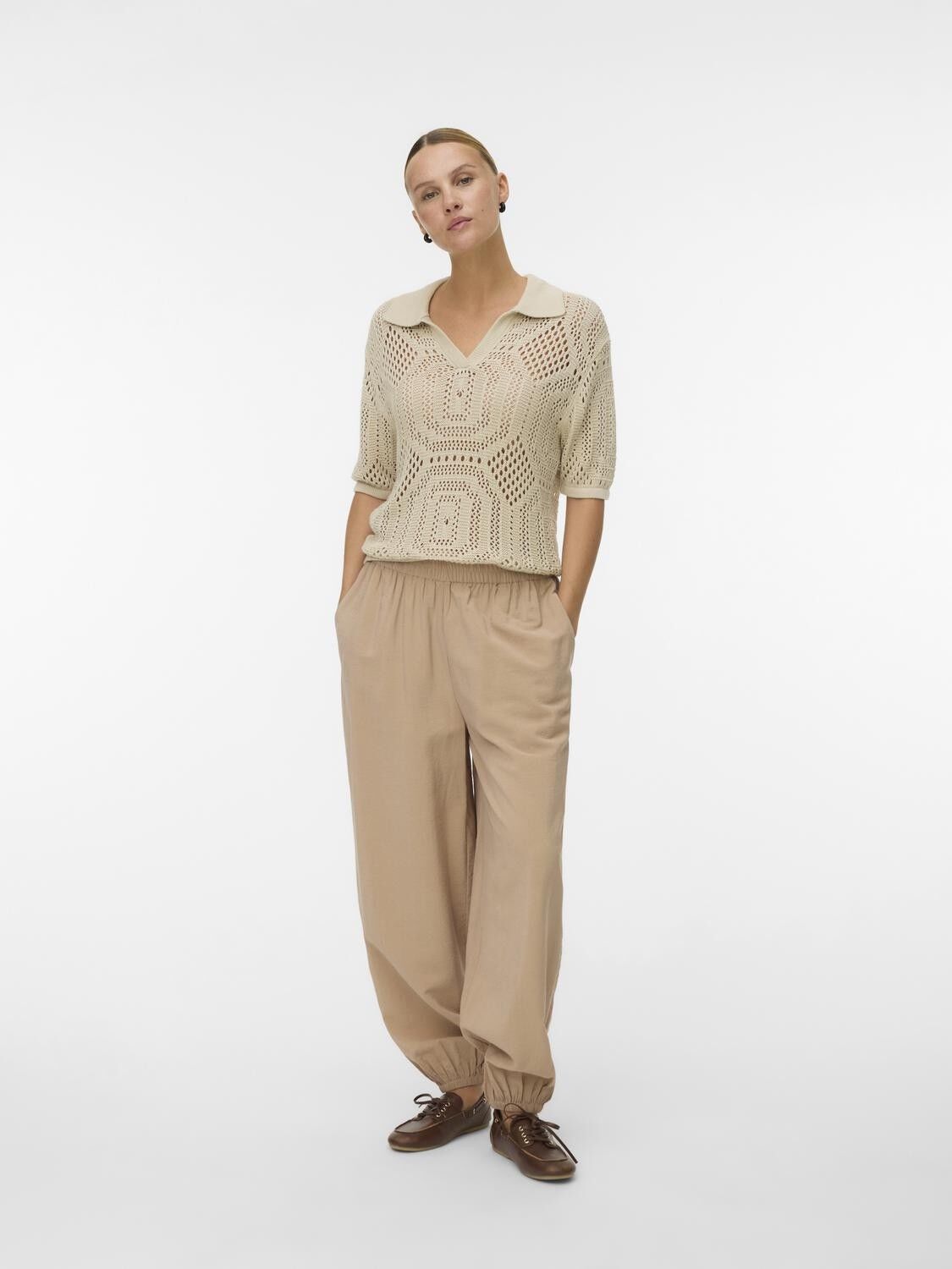 Awbaylee Ss Polo Crochet Top