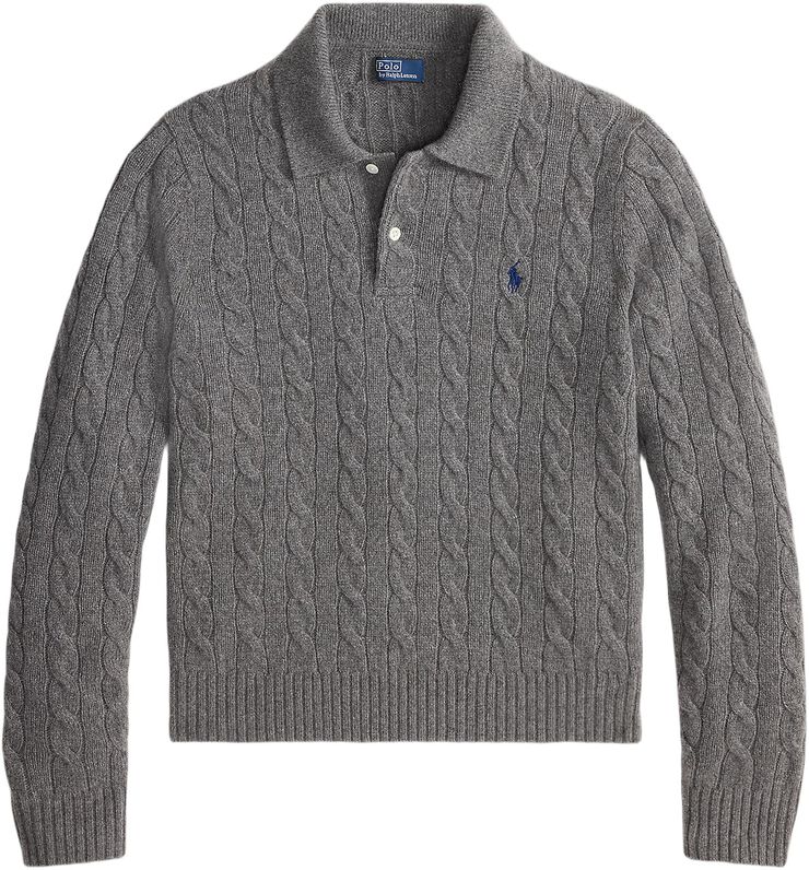 Cable-Knit Wool-Cashmere Polo Sweater