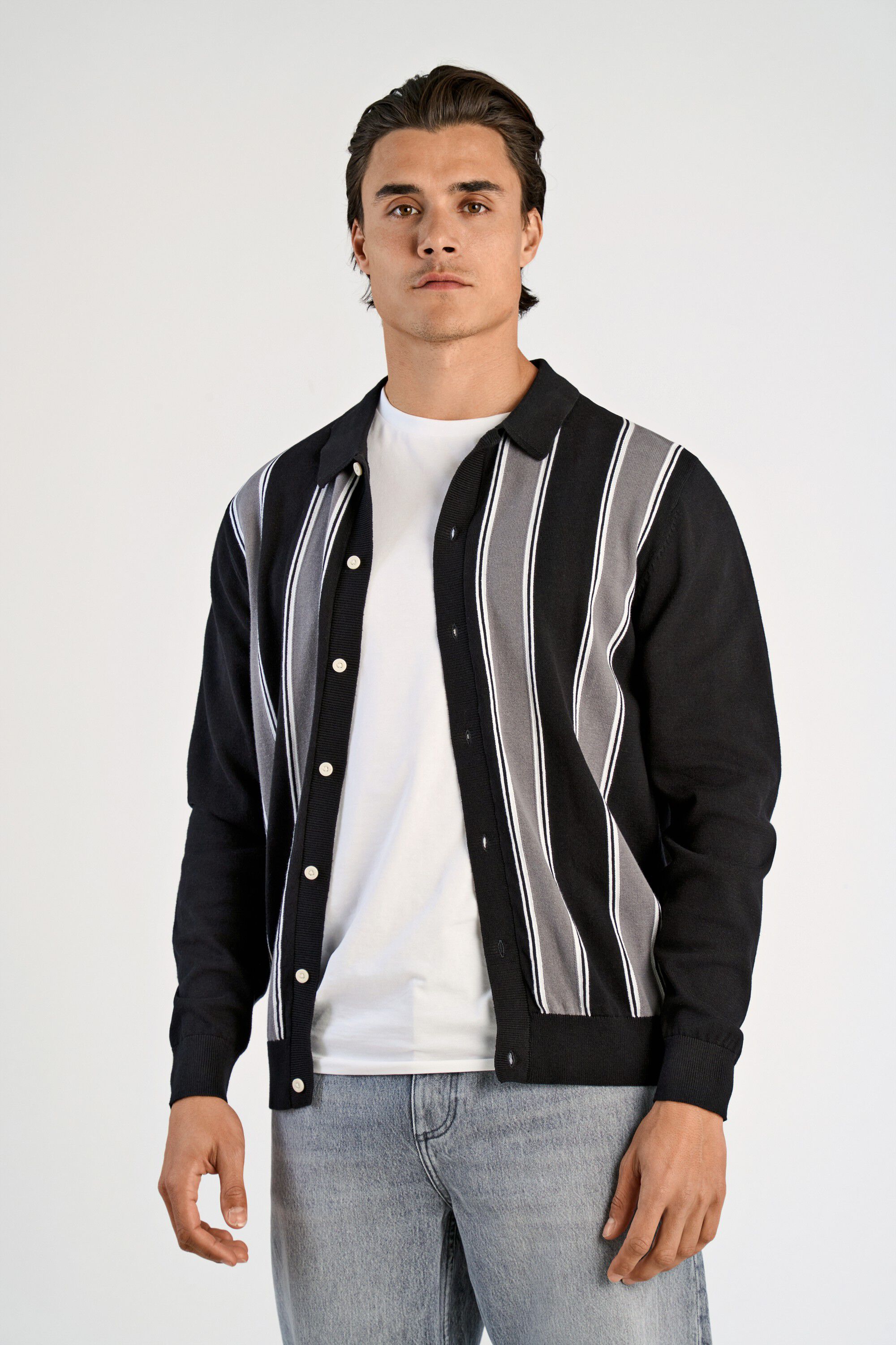 Knitted polo cardigan L/S