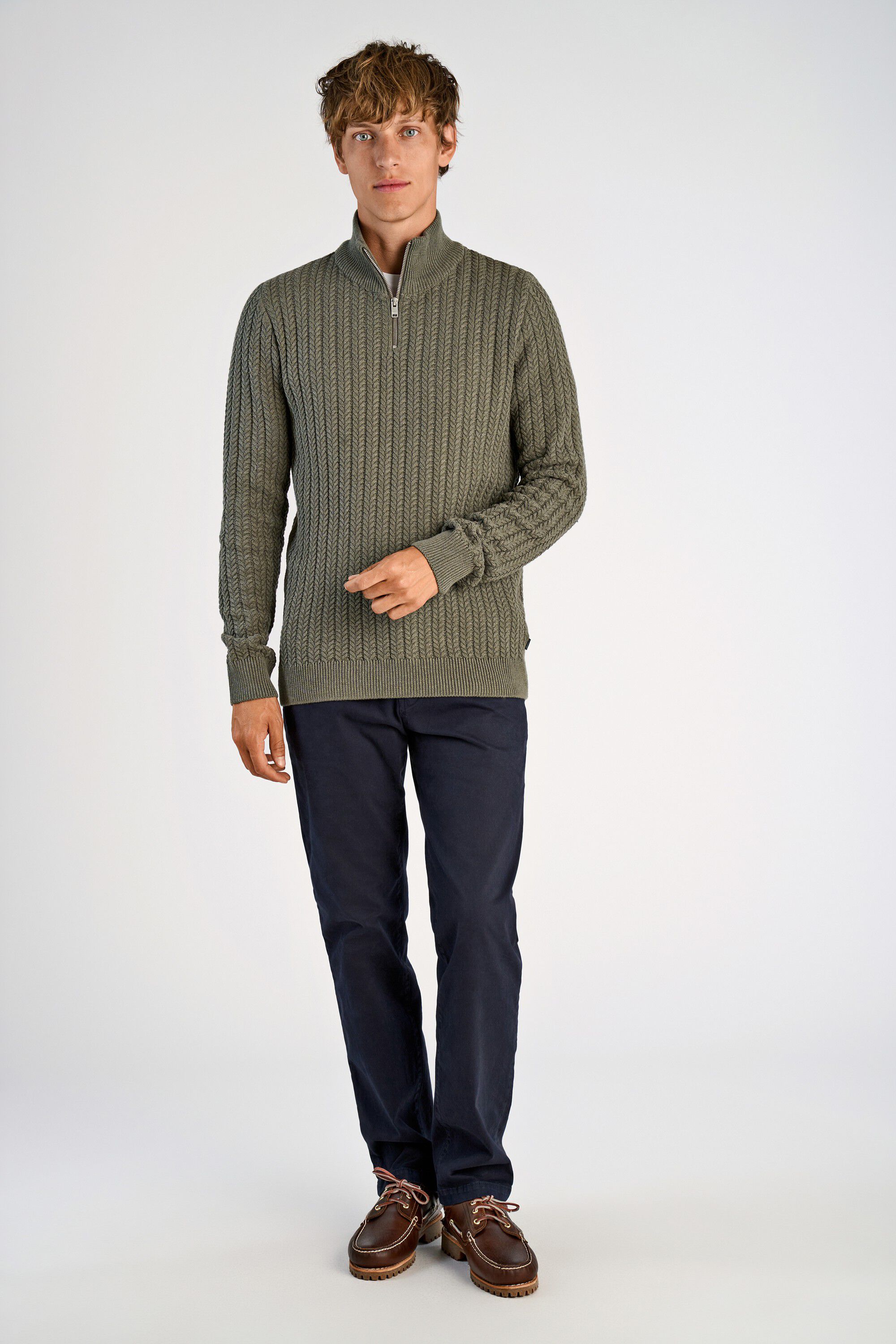 Recycle cabel knit half zip