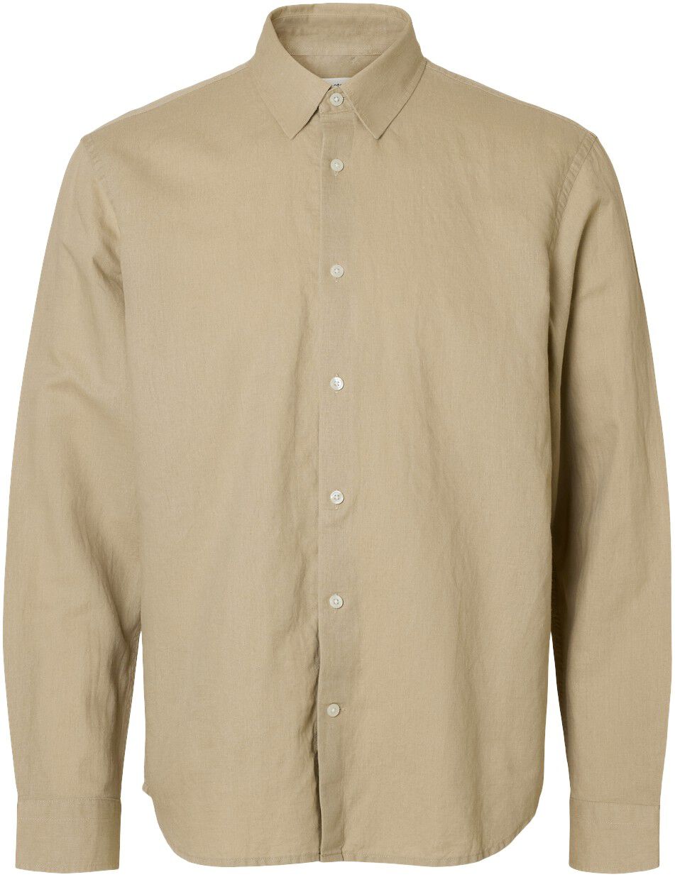 Slhregclay Linenblend Ls Shirt Cla Noos