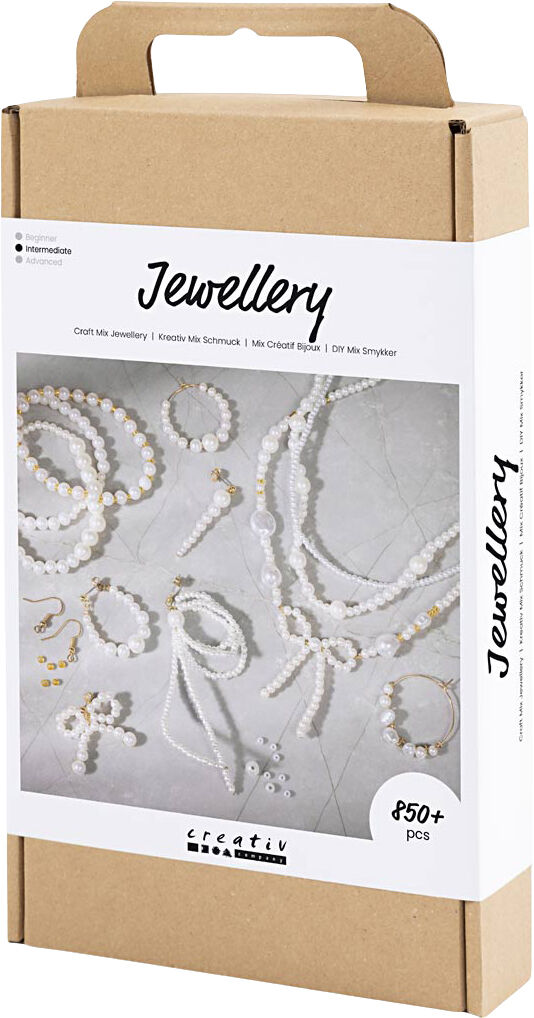 DIY Mix Smykker, Halsk&aelig;der, armb&aring;nd, &oslash;reringe, forgyldt, hvi