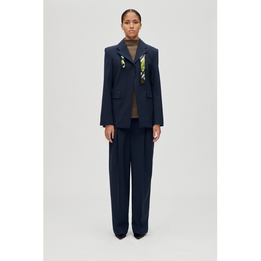 2435 Pinstripe Tailoring, Belted Tailored Pants