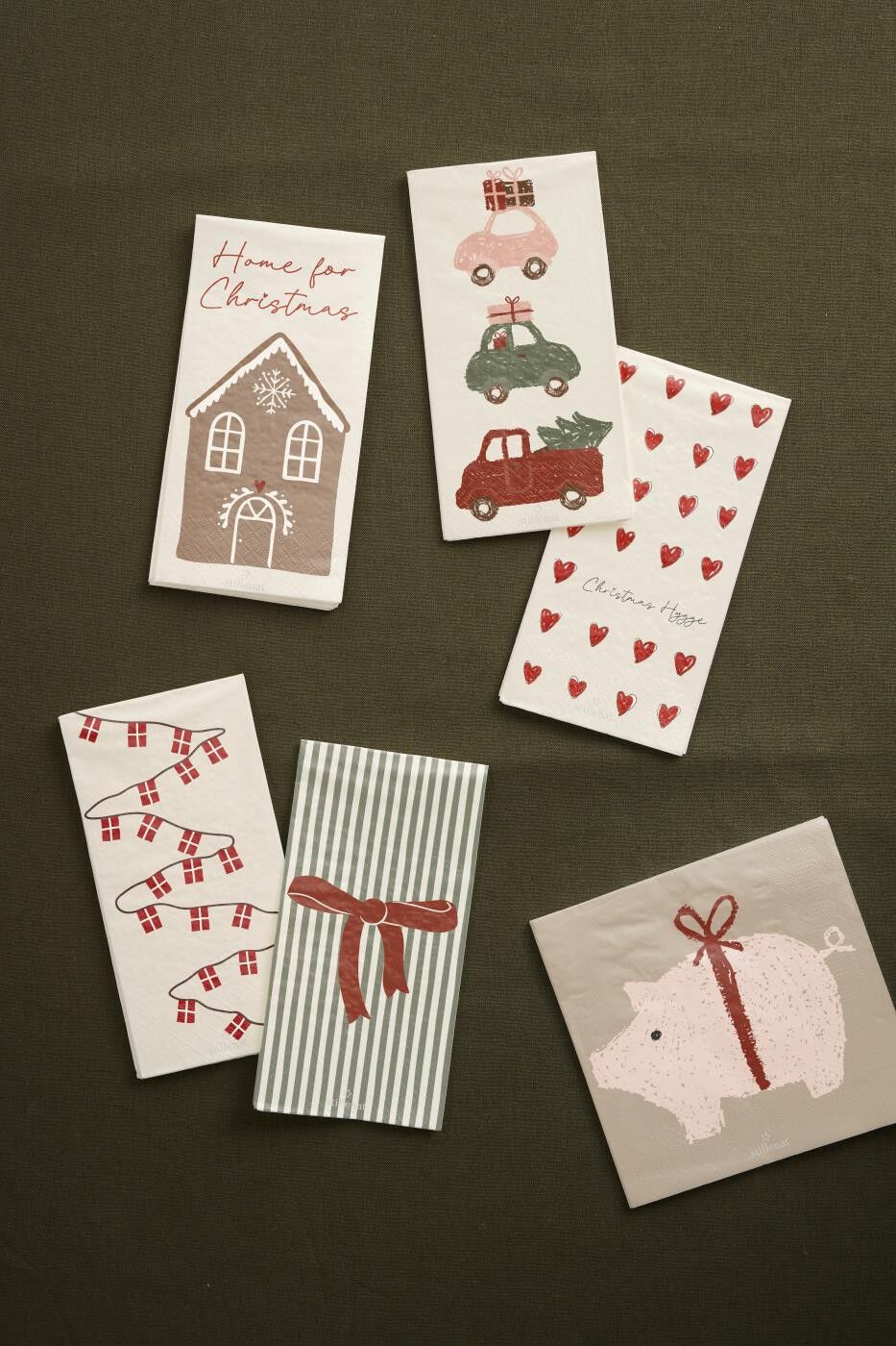 Serviet 10x20 cm hjerter og Christmas Hygge