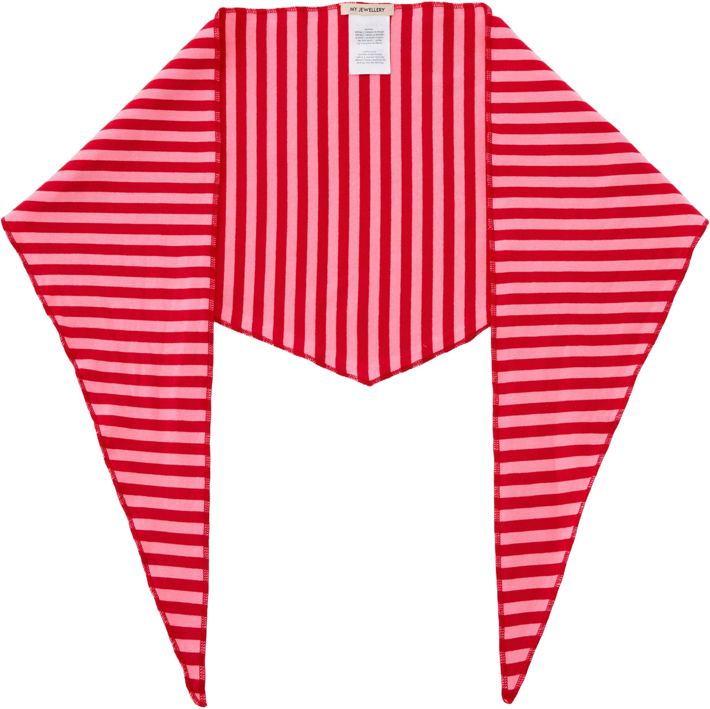 Traingle scarf striped red pink