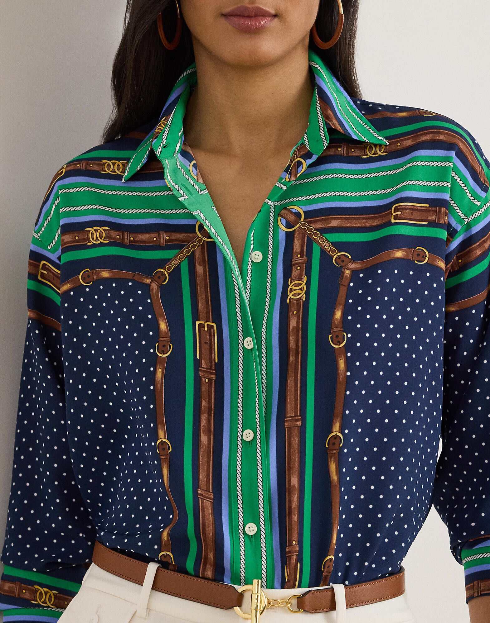 Relaxed Fit Belting & Polka-Dot Shirt