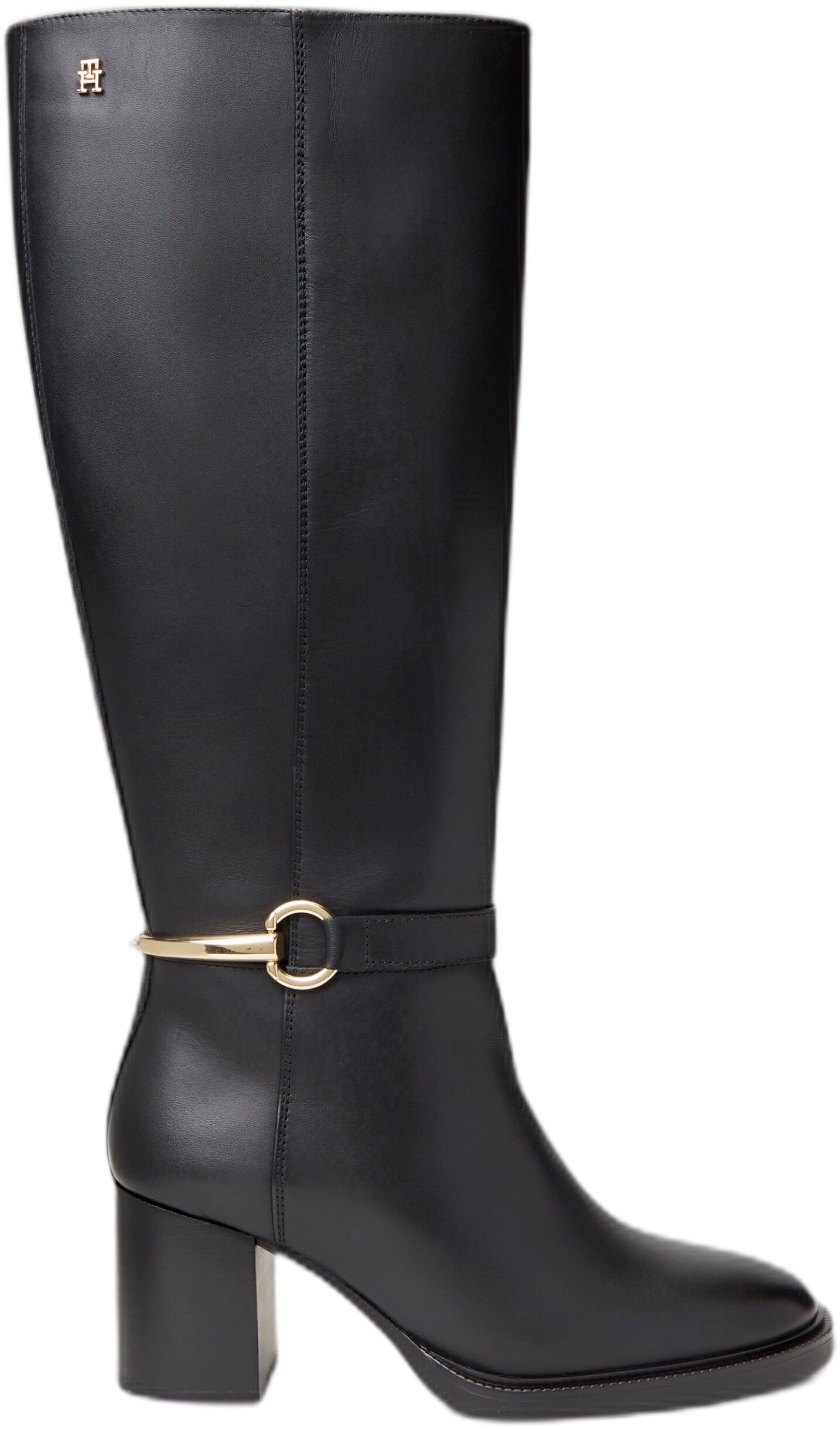 Leather Block Heel Riding Boots