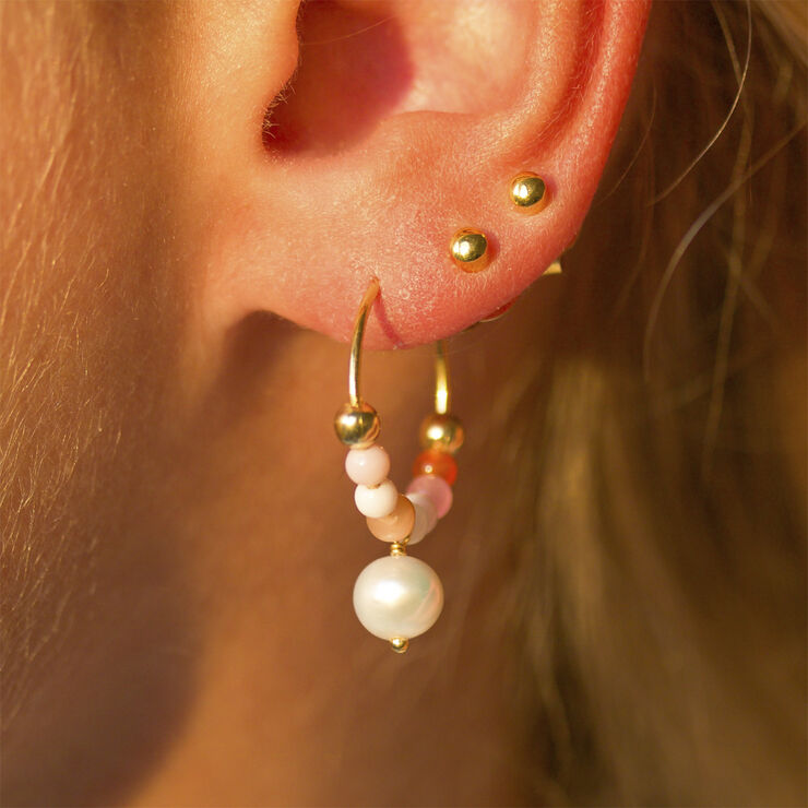Pink power Pearl-hoop earring