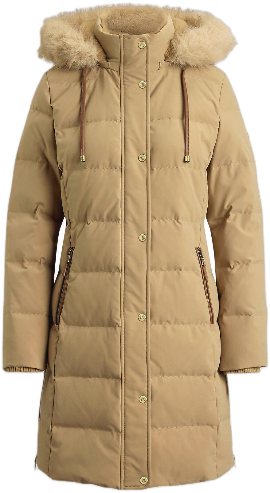 Faux-Fur-Trim Hooded Down Coat