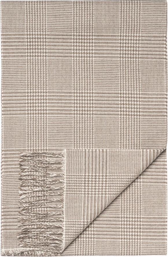 Beige Prince Of Wales Merino Wool Scarf