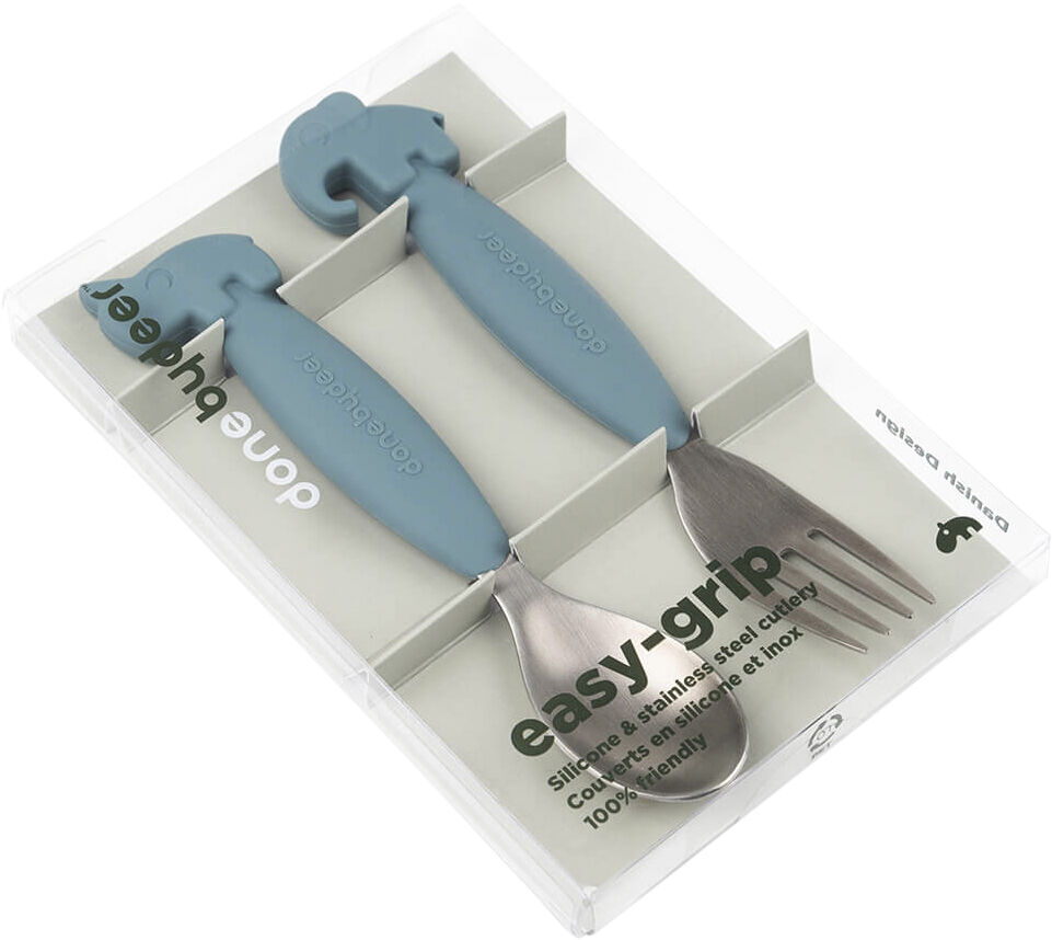 Easy-grip ske og gaffel s&aelig;t Deer friends Bl&aring;