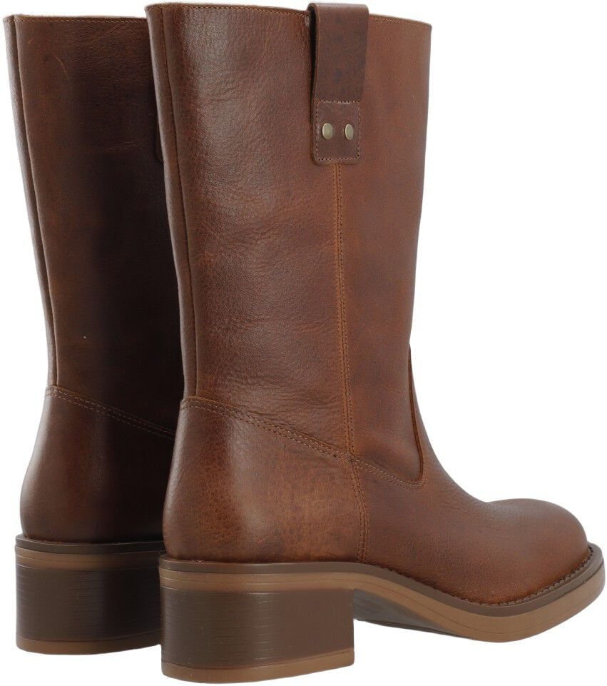 BIAMARY Mid Pull On Boot Pull Up Leather