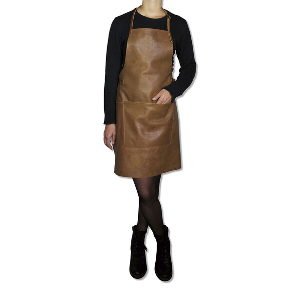 Læderforklæde BBQ Style Apron Vintage Camel