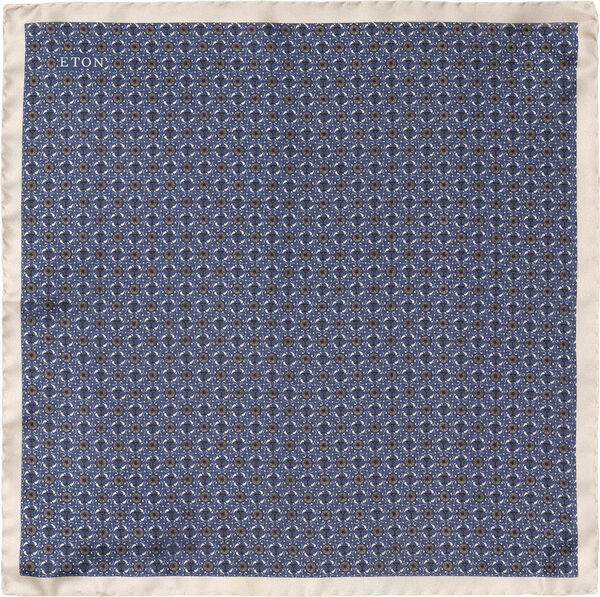 Navy Blue Geometric Silk Pocket Square