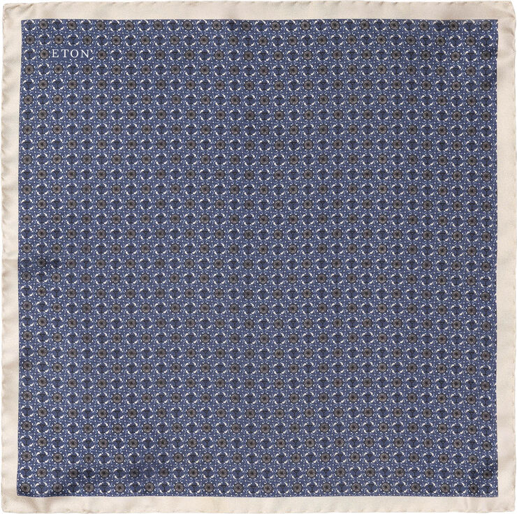 Navy Blue Geometric Silk Pocket Square