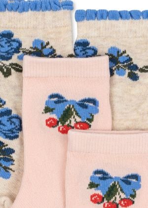 2 PACK FLOWER AND CHERRY JACQUARD S