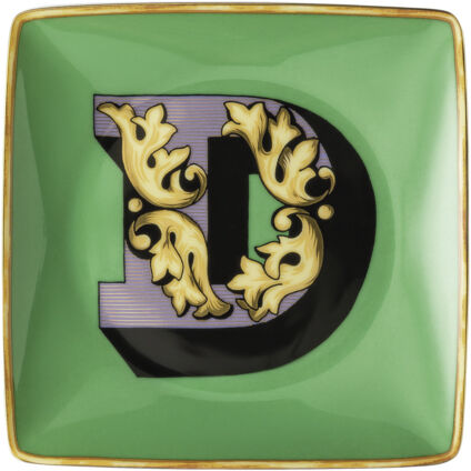 Bowl 12cm sq. flat, Holiday Alphabet D, Versace