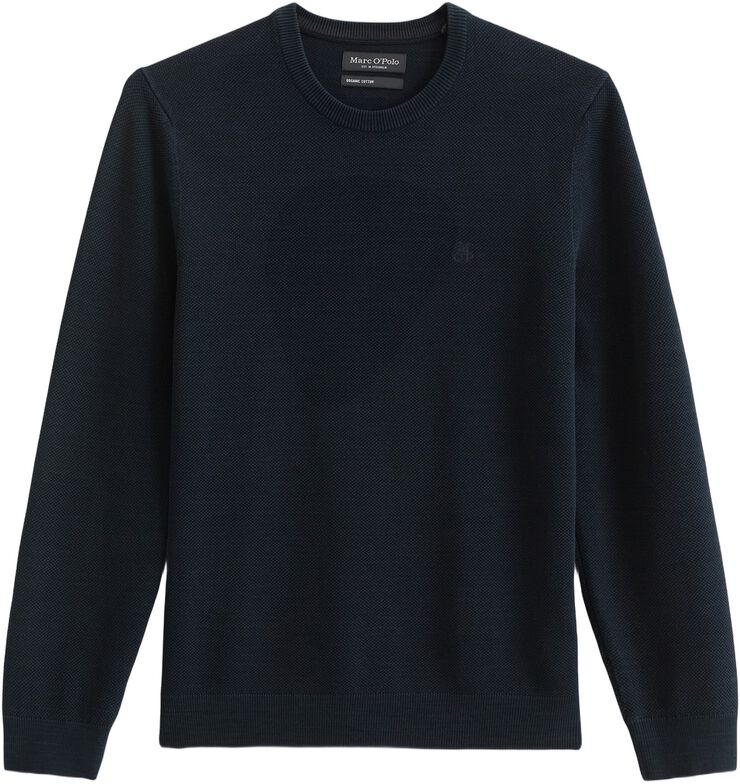 Crewneck, cotton slub, piqué struct