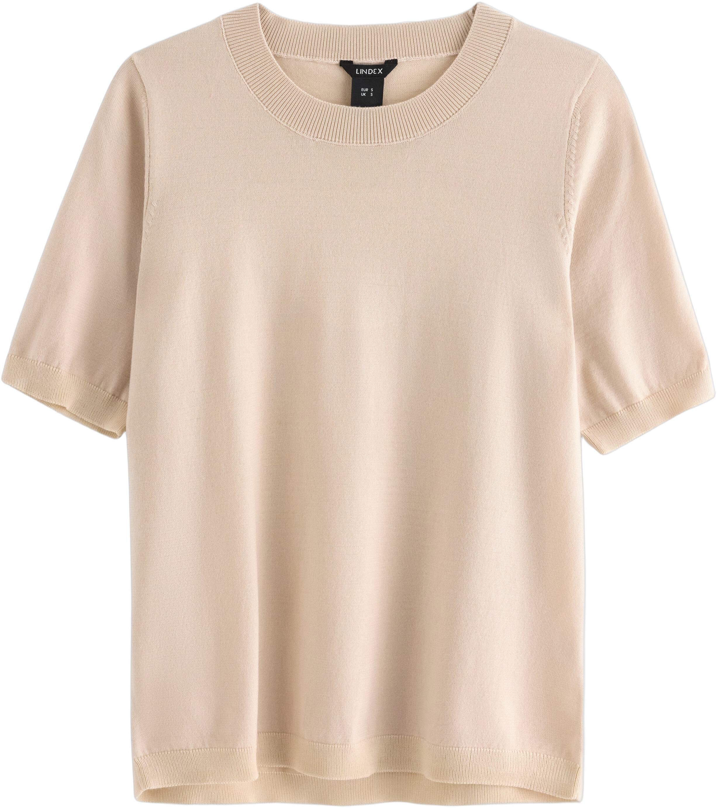 Fine-knitted top with round necklin