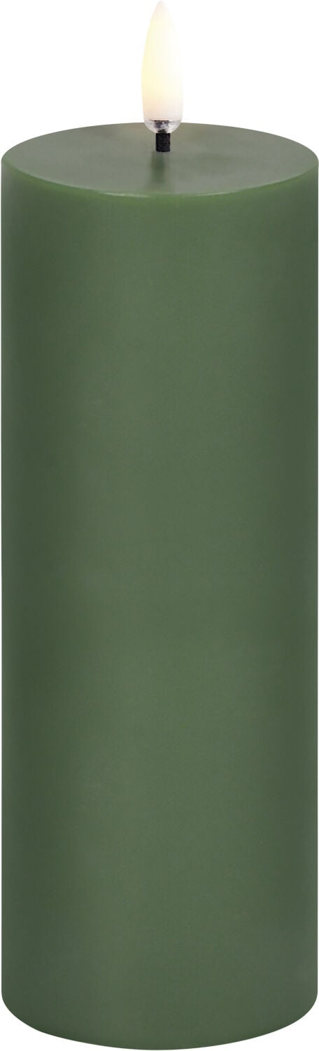 LED pillar candle, Olive green, Smooth, 5,8x15,2 cm