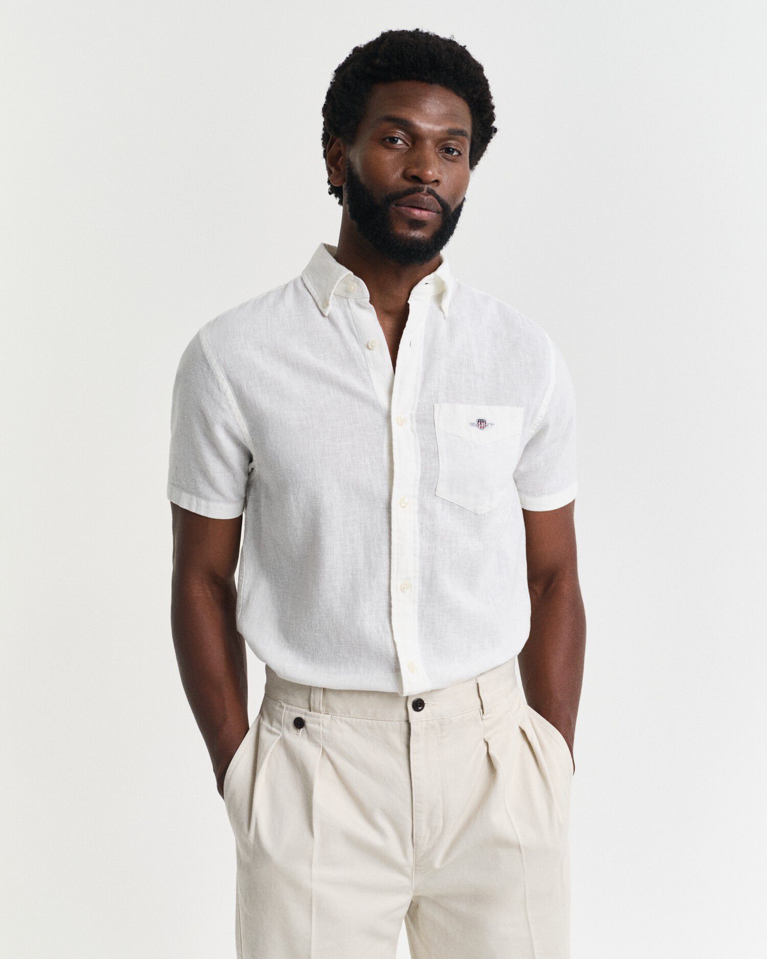 REG COTTON LINEN SS SHIRT