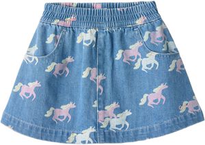 ORGANIC DENIM SKIRT W. UNICORN PRINT