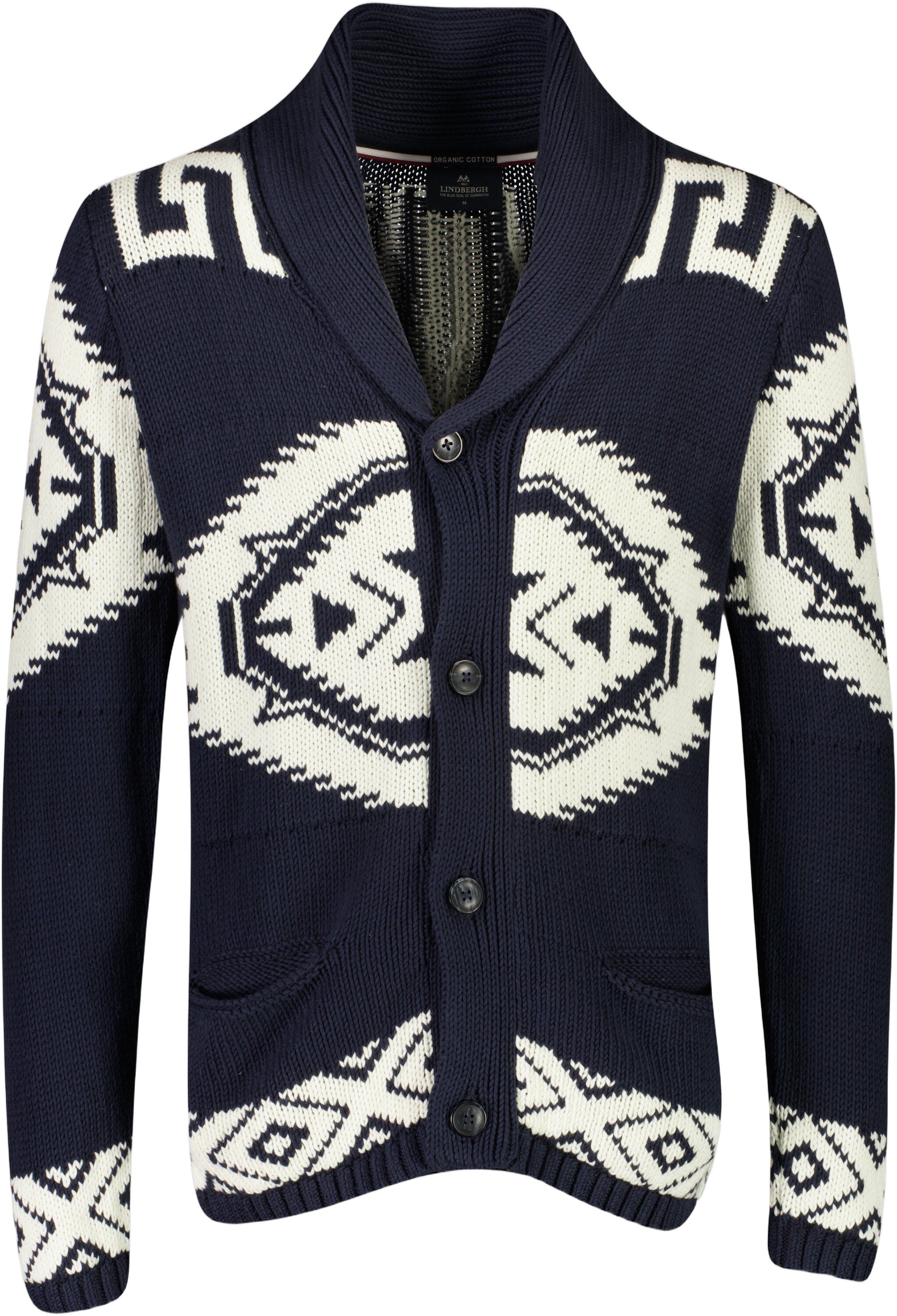 Shawl collar intarsia cardigan