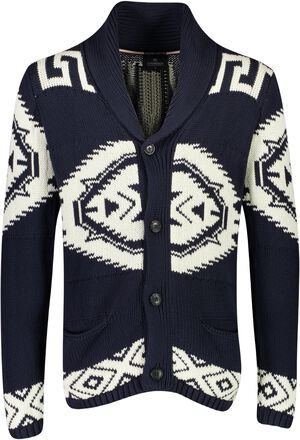 Shawl collar intarsia cardigan