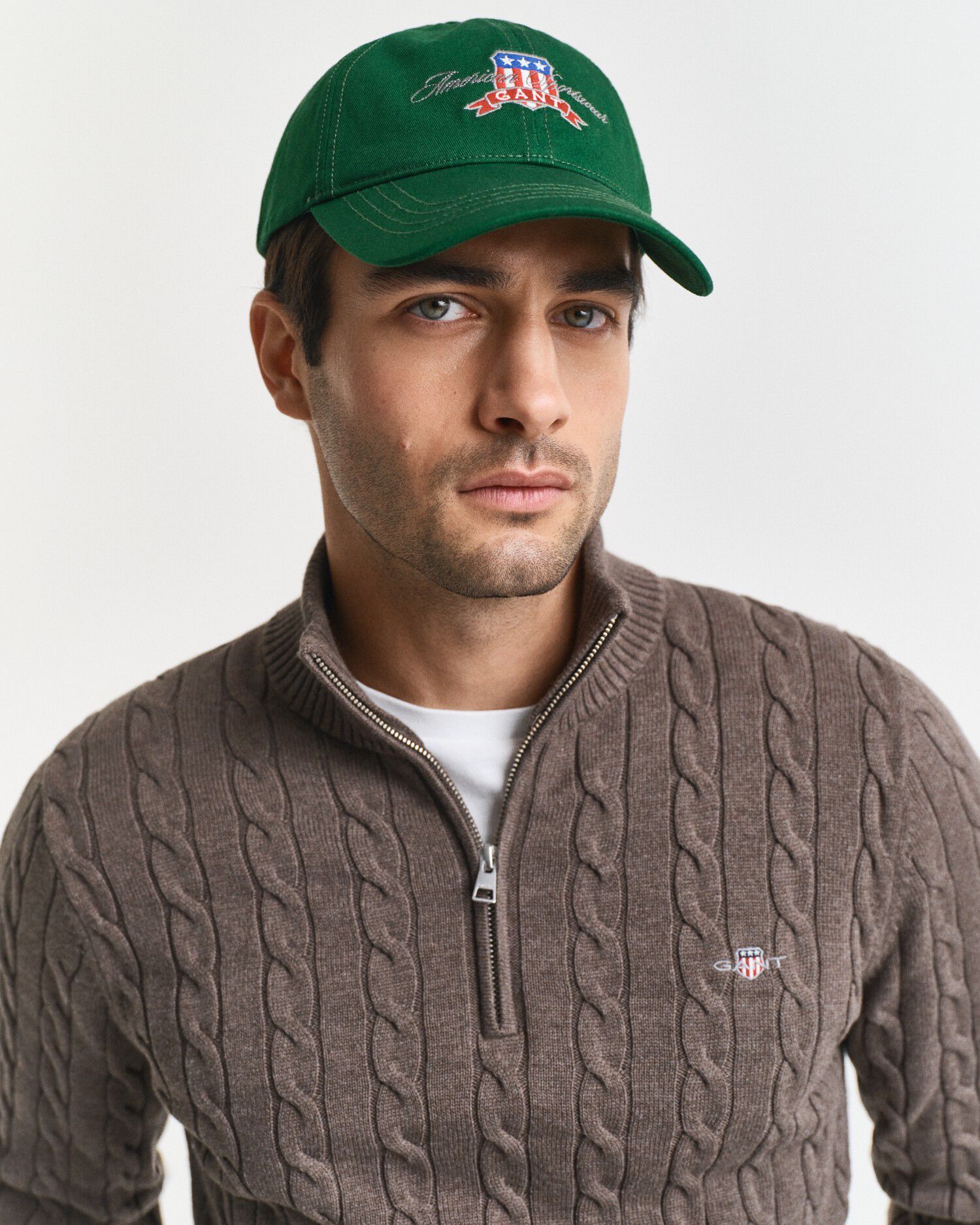 COTTON CABLE HALF ZIP