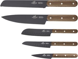 Knivsett Phenix Walnut 5 deler Svart/Valnøttre