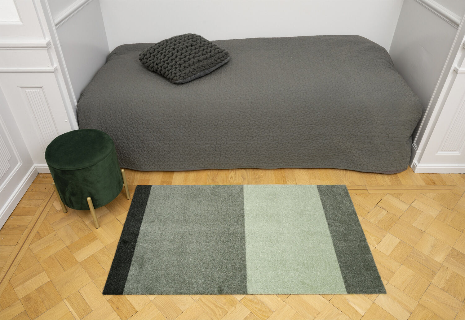 L&oslash;ber, 67x120 cm, stripes-horizon lys/st&oslash;vet og m&oslash;rkegr&oslash;n