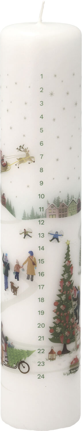 Kalenderlys Vinter 5 x 25 cm Hvit Parafin