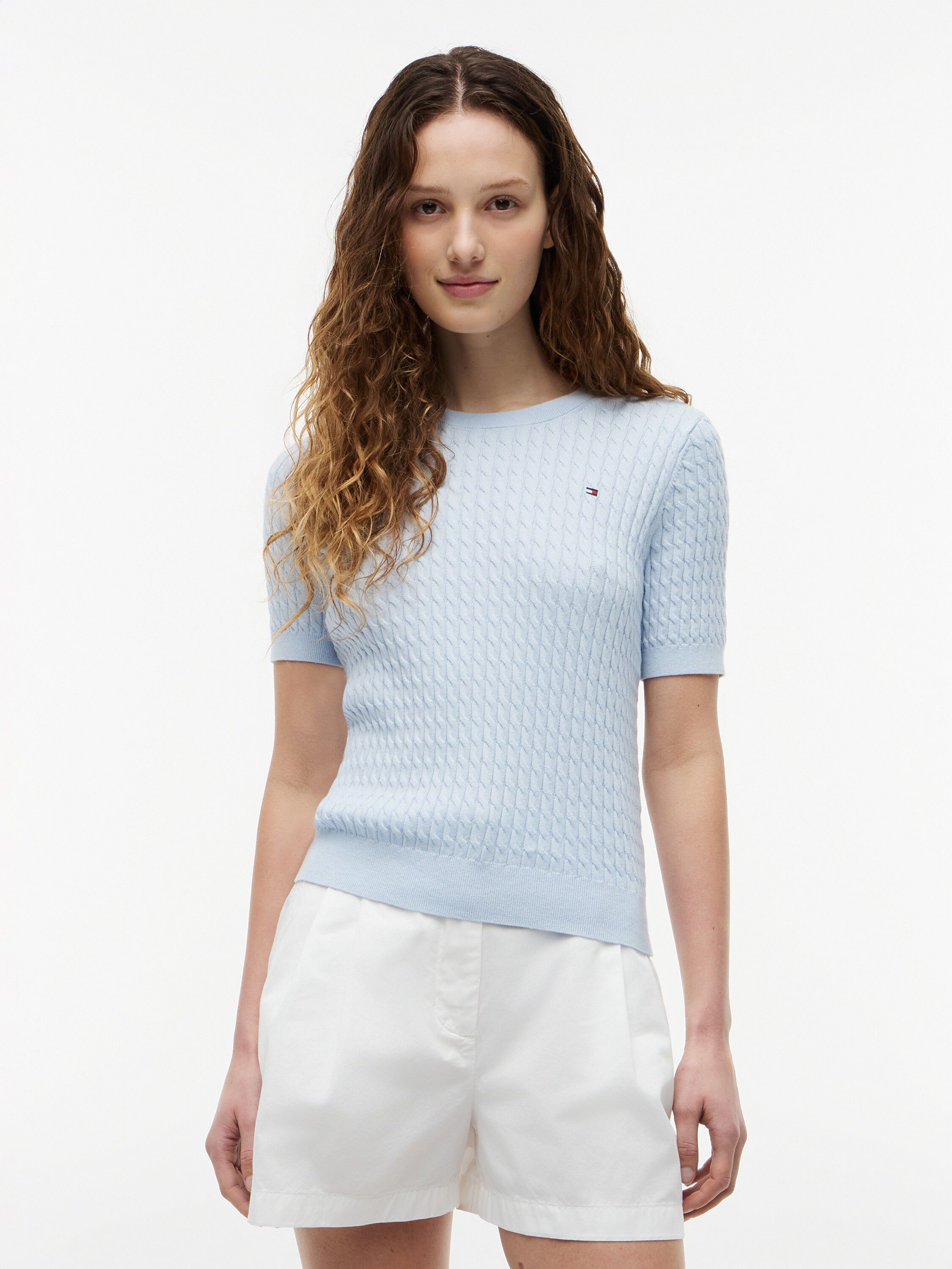 Cable Knit Short Sleeve Jumper