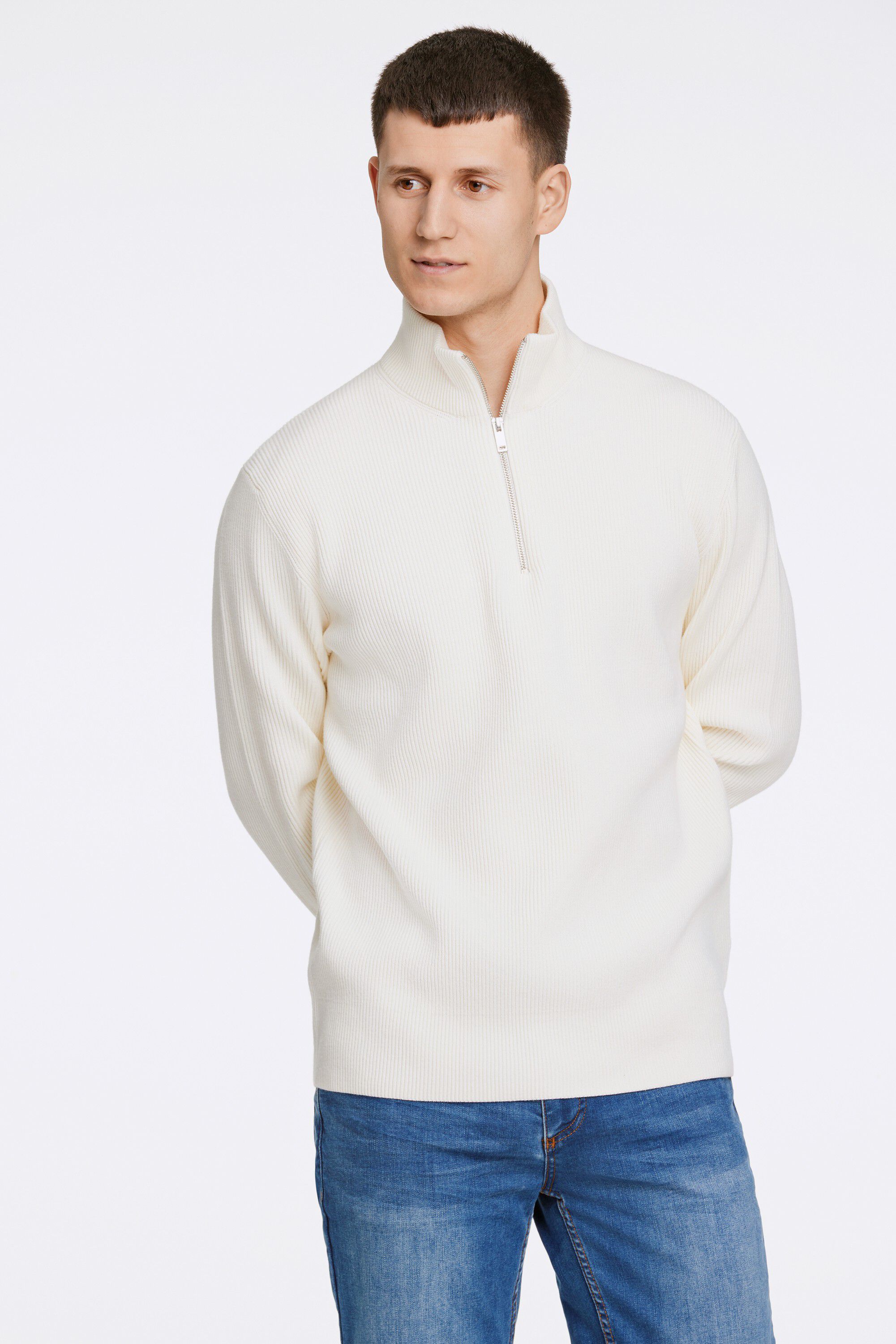 Half zip rib knit
