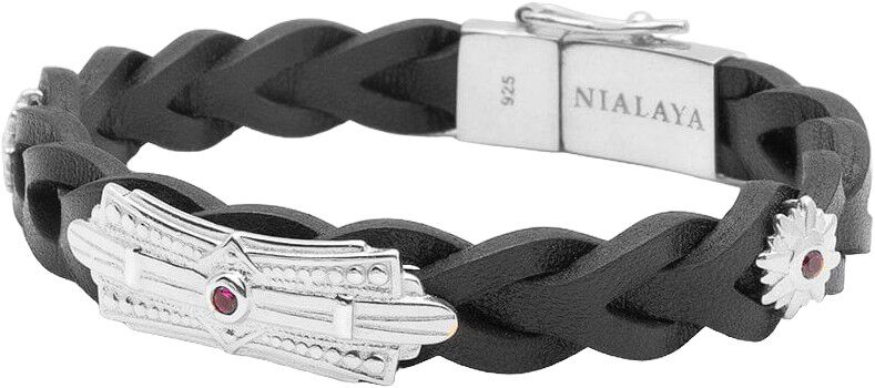 Braided Leather Bracelet with Sterling Silver Detail