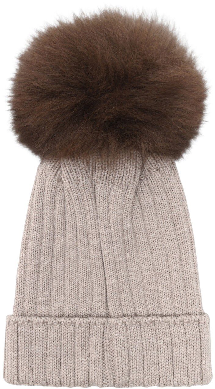 Hat Knit Alpaca Pompom