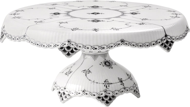 Sort Musselmalet Halvblonde Fad på fod 31 cm