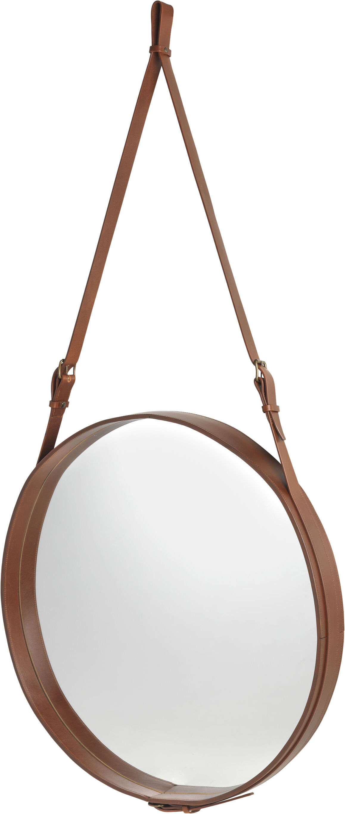 Adnet Wall Mirror, Circula (Tan Leather)