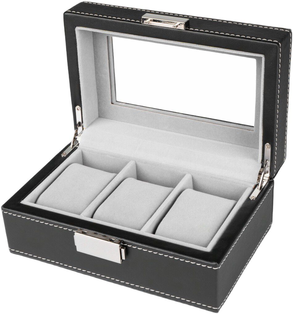 Watch Box 3 Watches Black Synthetic