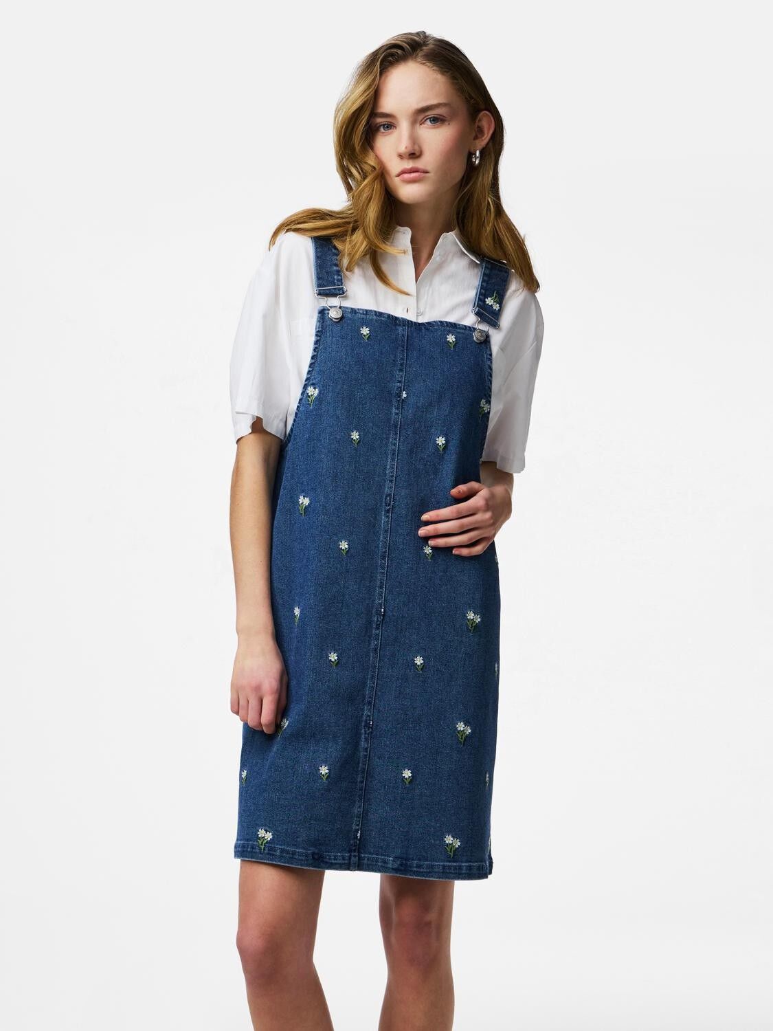 Pcflora Sl Denim Emb Spencer Dress