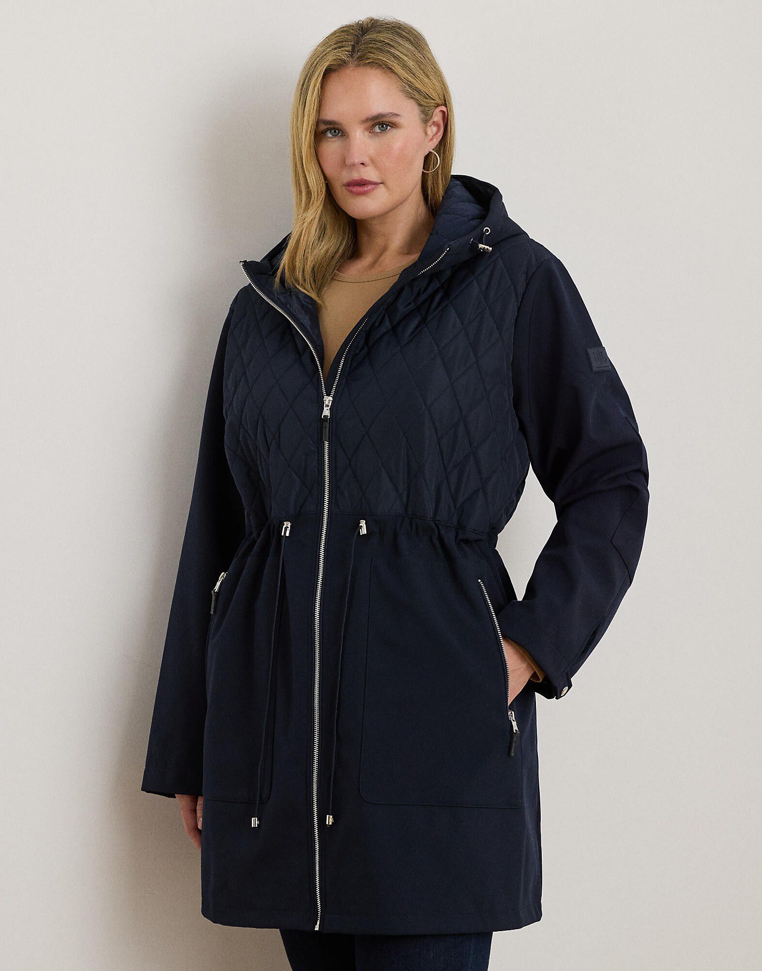 Hooded Diamond-Quilted Mockneck Jacket