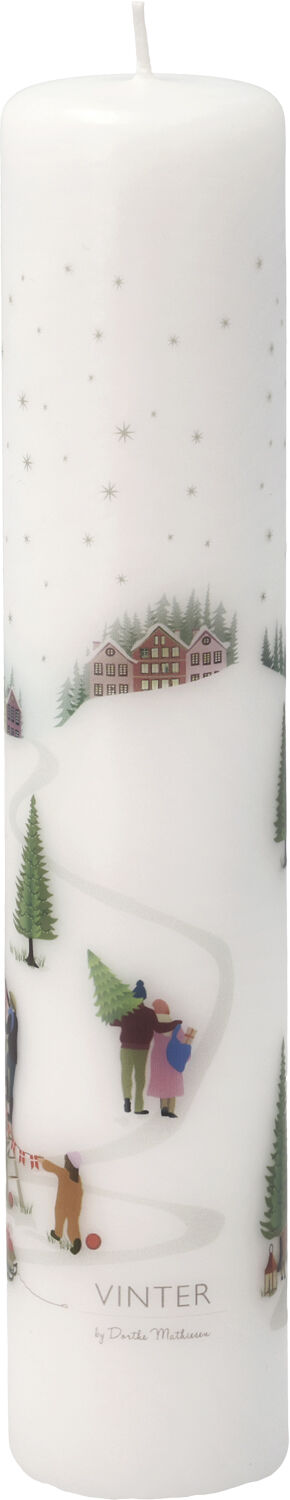 Kalenderlys Vinter 5 x 25 cm Hvit Parafin