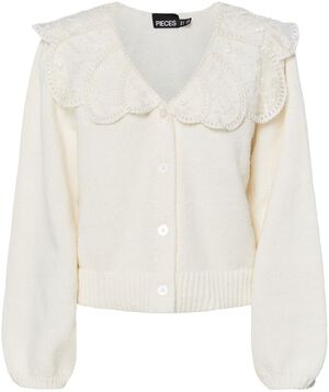 PCABBY LS LACE COLLAR KNIT CARDIGAN