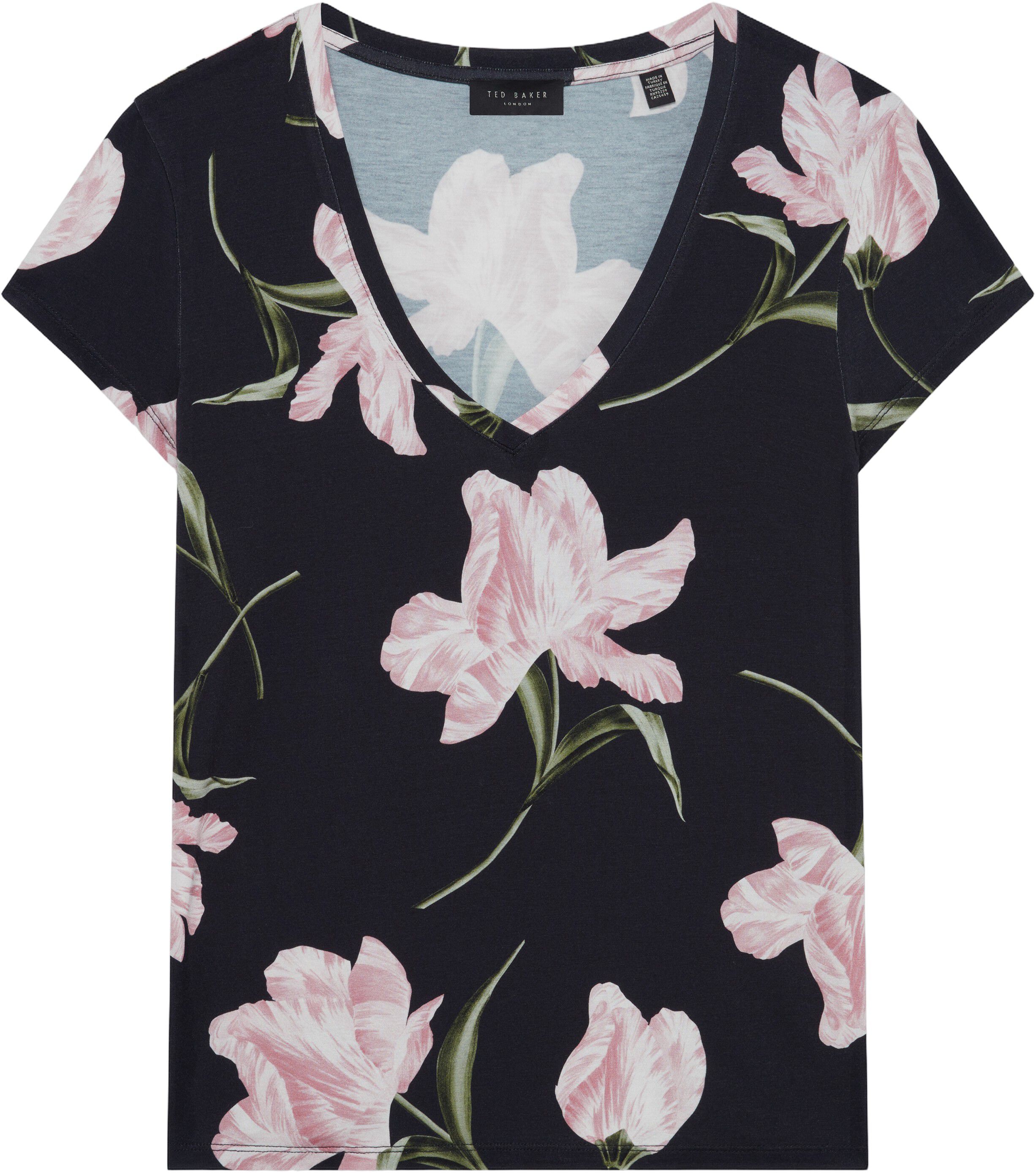 VAIILEY Printed V Neck Fitted Tee