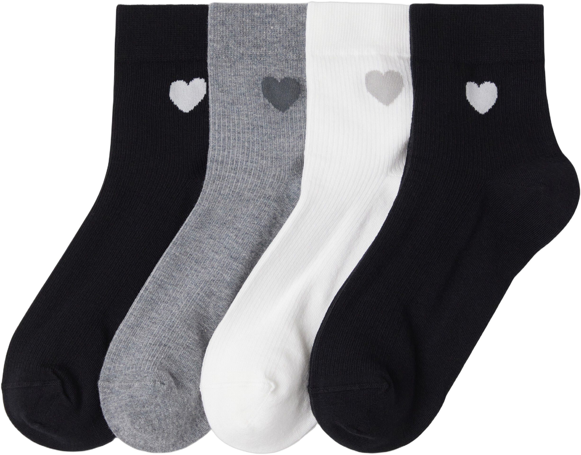 4-pakning ribbestrikkede sokker med