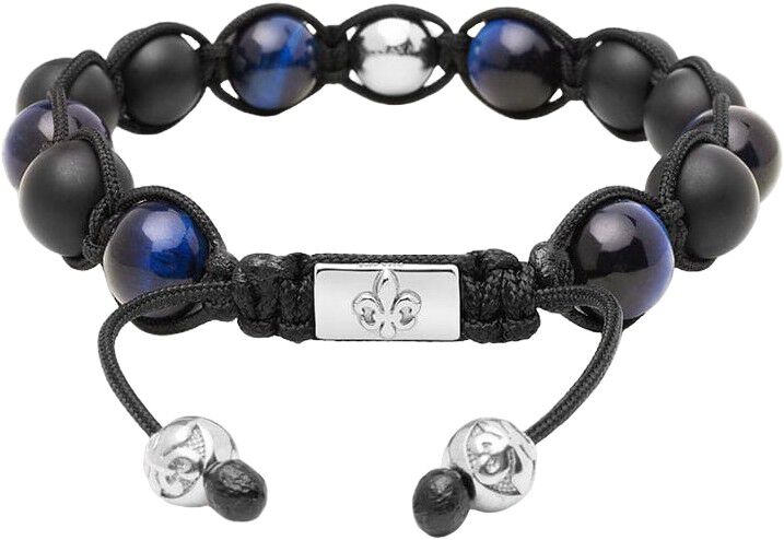 Men's Beaded Bracelet with Blue Tiger Eye and Black Onyx